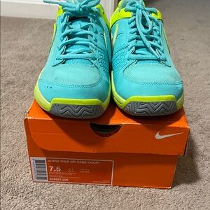 Nike women’s Air Cage Court Shoes - Blue and Yellow